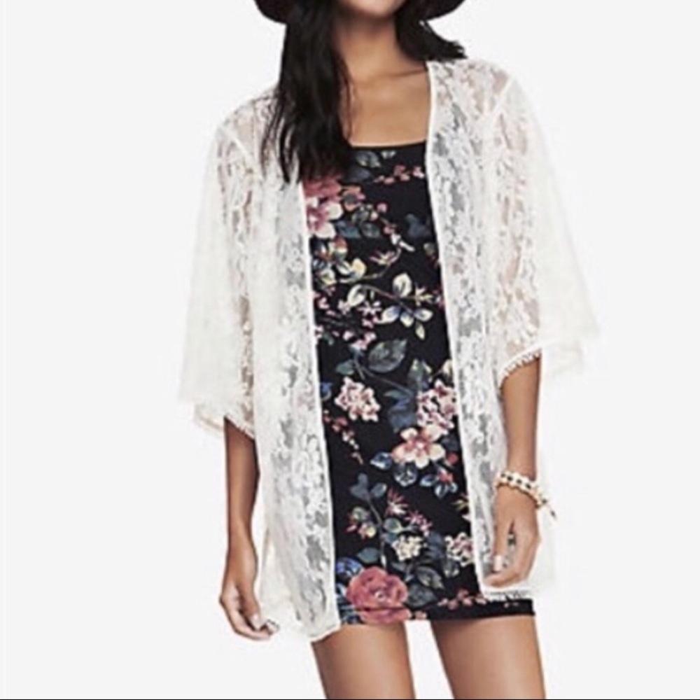 Express White Lace Kimono